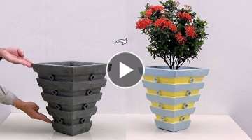 Creative And Unique Design For Cement Flower Pots - DIY Beautiful Cement Flower Pots For The Gard...