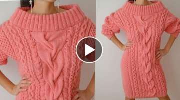 Stylish One Piece Woollen Hand knitting design for girls//Hand knitting design