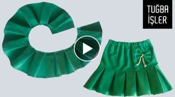 Convert Your Old Jeans to Trendy Skirt Idea (Pleated Skirt Cutting and Sewing) | Tuğba İşler