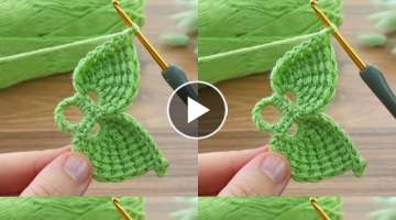 Amazing ???????? very easy leaf patterned flower motif expression #crochet #knitting