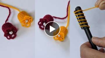 New Amazing Hand Embroidery flower design trick with ballpen | Simple & Very Easy Flower design i...