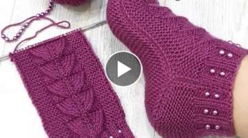 Beautiful hand Knitting woolen socks design