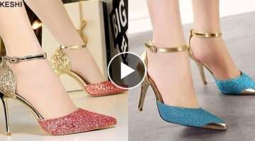 Latest super stylish wedding wear blocked high heels sandals and shoes fashion designer 2021