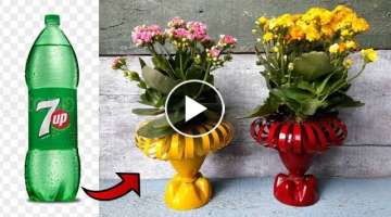 Creative Ideas | Recycling plastic bottles to make beautiful flower pots at home