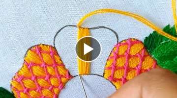 Gorgeous fluffy flower hand embroidery tutorial with basic stitches, Needle work Knitting tutoria...