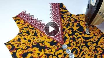 Best great sewing tips and tricks V-neck | V Neck Design with lace easiest way | DIY Sewing Trick...