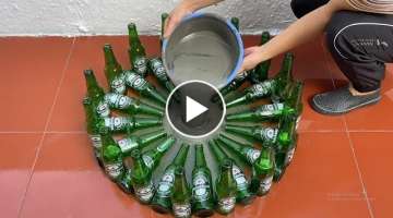 Creative Ways To Recycle Old Glass Bottle .Make Coffee Table And Flower Pots /Decorating Your Gar...