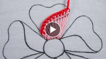 hand embroidery open fluffy feather petal flower design with easy buttonhole stitch