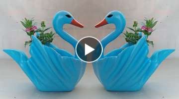 Beautiful with Unique Swan Shaped Pot for Home Garden Decor // Cement craft ideas