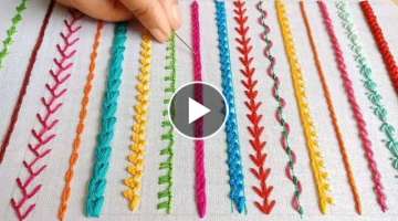 Hand Embroidery Basic Stitches for Beginners,9Different Stitches Birder line Design,বর্ড...