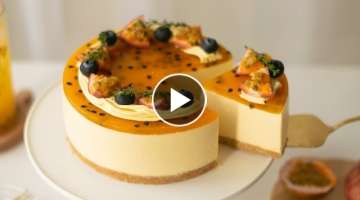 Bánh Cheesecake Chanh Dây (Chanh Leo) Không Cần Lò | No Bake Passion Fruit Cheesecake