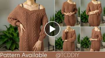 How to Crochet: Cable Sweater Dress | Pattern & Tutorial DIY