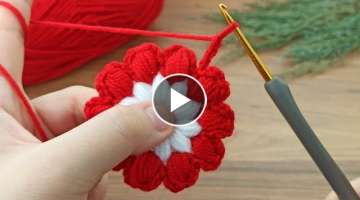 Wow ???????? very easy red colors crochet daisy motif making #crochet #knitting