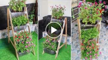 Amazing flower shelf | Diy recycle plastic bottles and wooden into flower stand wooden shelf