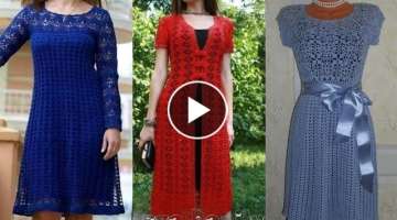 supper stylish and comfortable creative crochet style summer Skater dress design and ideas for wo...