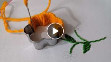 Amazing & Very Easy Hand Embroidery Flower design trick | 2020 3d Hand Embroidery Flower design i...