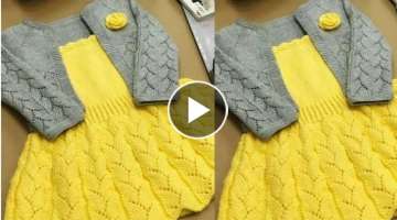 Latest hand knitting Woolen Frocks design//hand made woolen frock