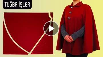 Very Easy Round Poncho Cutting and Sewing (Many Sewing Tips) | Tuğba İşler