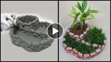 How to make beautiful plant pots at home | Making cement pots easy for garden