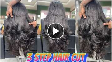 How to do step hair cut in just 3 steps/Advanced Step hair cut/tutorial/easy way/step by step cut