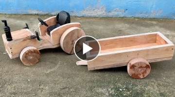How To Mini Wooden Tractor at Home - DIY Woodworking Tractor