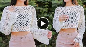 Crochet Floral Lace Sweater Tutorial | Crochet Floral Lace Blouse | Chenda DIY