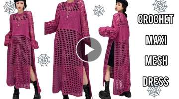 [Tutorial] Crochet A Maxi Mesh Dress(Part 1)-C_Clean Crochê
